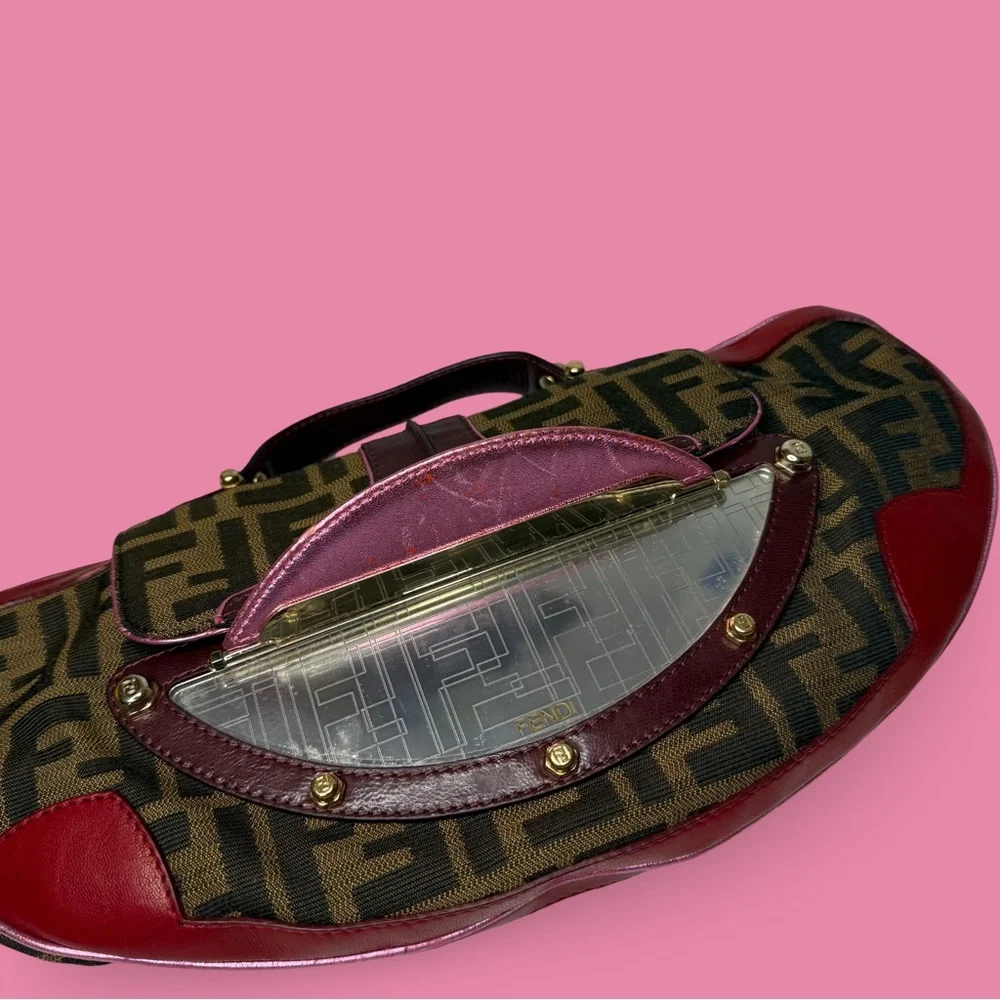 Fendi Zucca Vanity Mirror Clutch Tobacco Pink - Picture 3 of 13